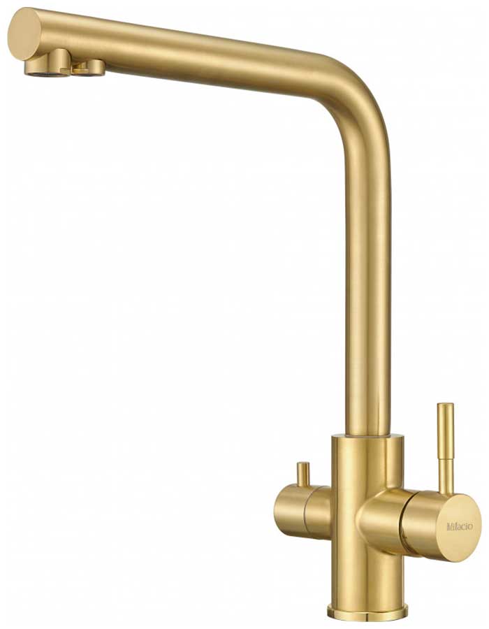 Изображение товара Кухонный смеситель Milacio Ultra 2в1 из нержавеющей стали золото с фильтром