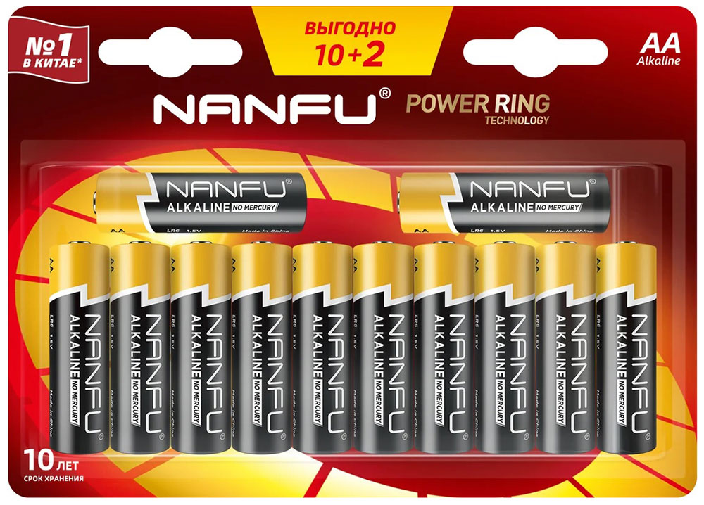 

Батарейка Nanfu AA, 10+2 шт. (LR6-12B)