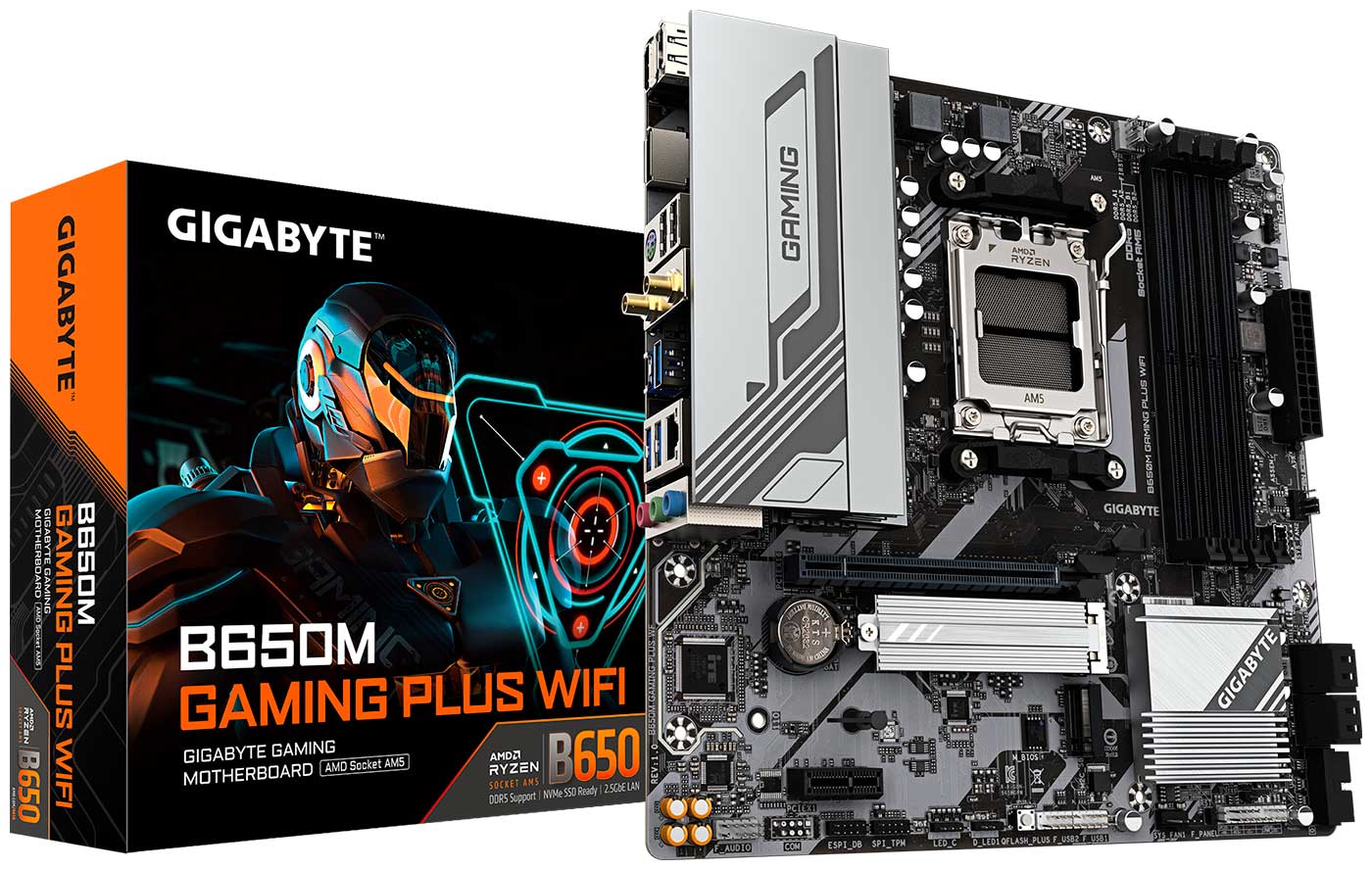

Материнская плата Gigabyte B650M GAMING PLUS WF (AM5, mATX), Черный