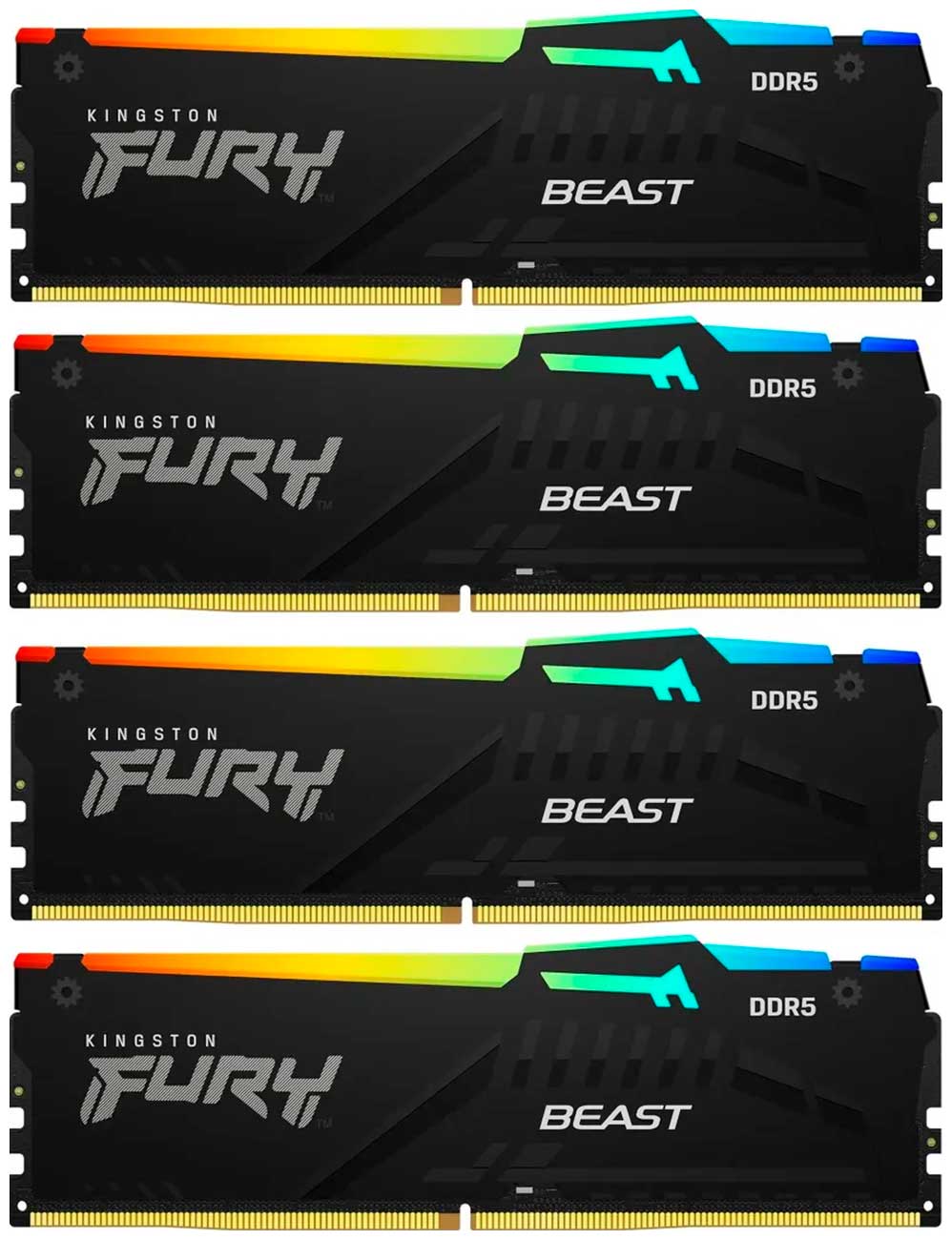Изображение товара Оперативная память Kingston DDR5 128GB (4x32GB) 5600MHz FURY Beast RGB XMP (KF556C40BBAK4-128)