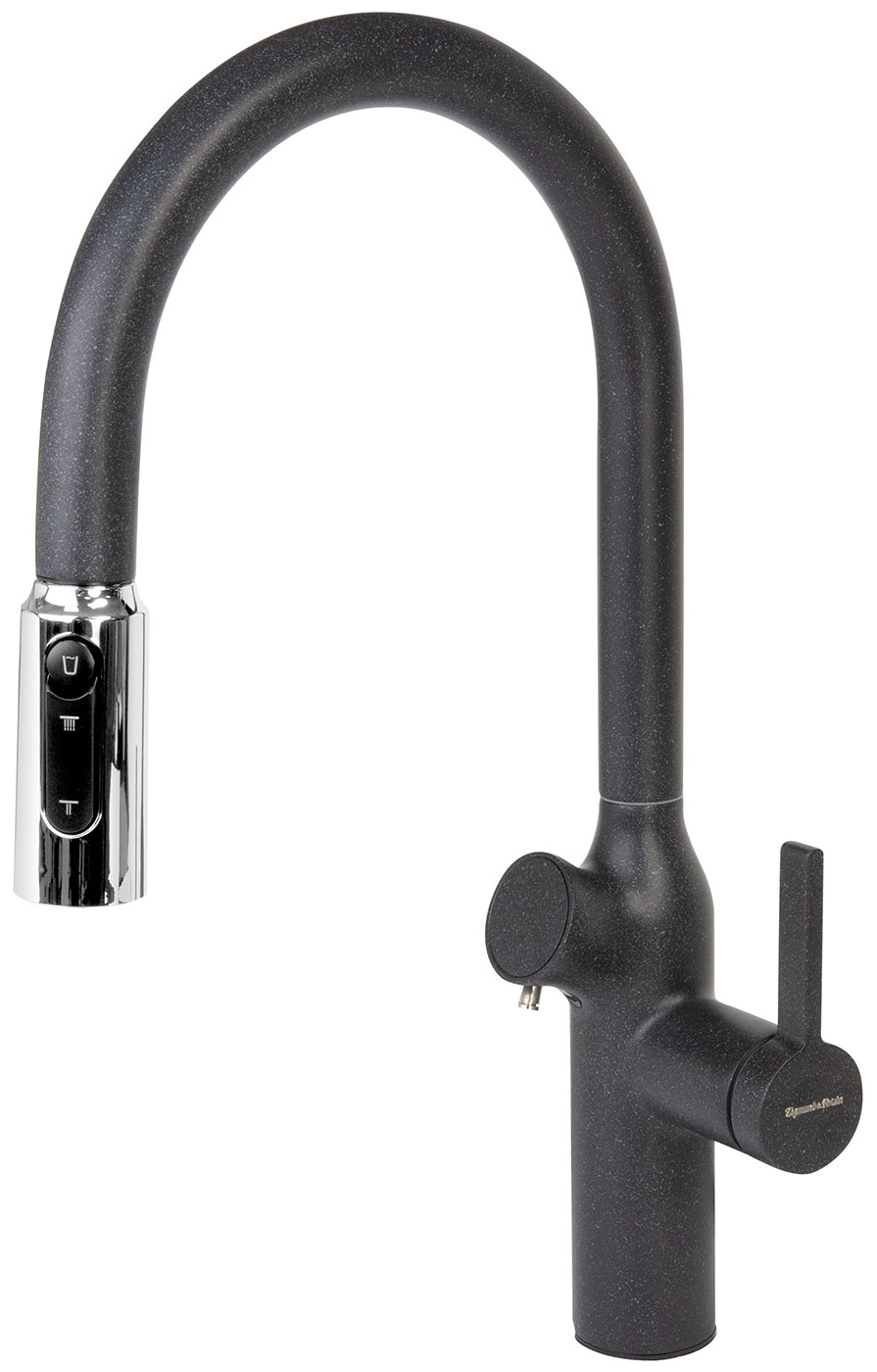 Изображение товара Кухонный смеситель Zigmund & Shtain 2500 темная скала с выдвижной лейкой