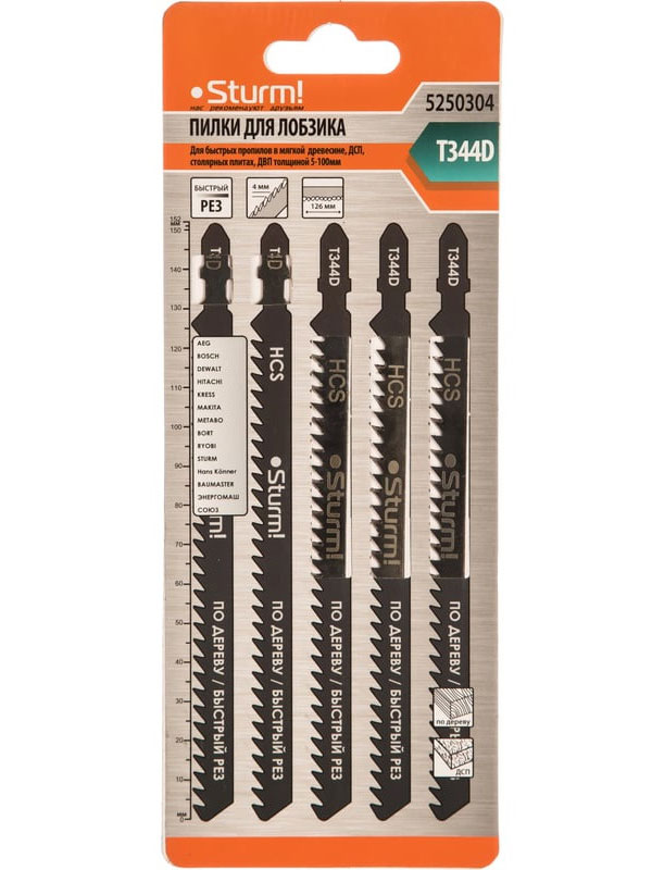 Изображение товара Пилки для лобзика Sturm! T344D, 5 шт (5250304)