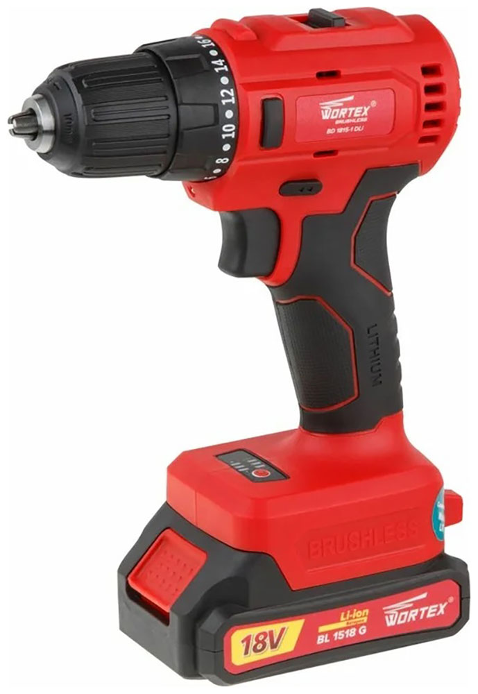Изображение товара Аккумуляторная дрель-шуруповерт Wortex BD 1815-1 DLi 18В 1.5Ач бесщеточный