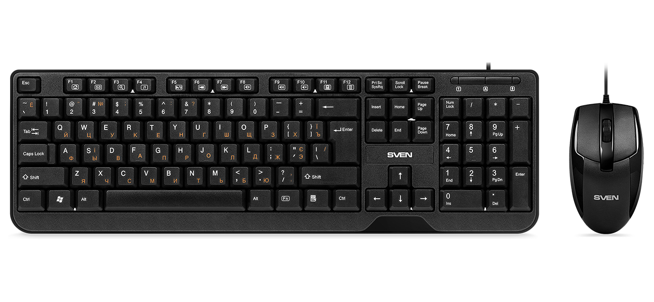 Изображение товара Набор клавиатура + мышь Sven KB-S330C, черный, 104 клавиши +12Fn, 1200 DPI, 2+1 клавиша (SV-017309)