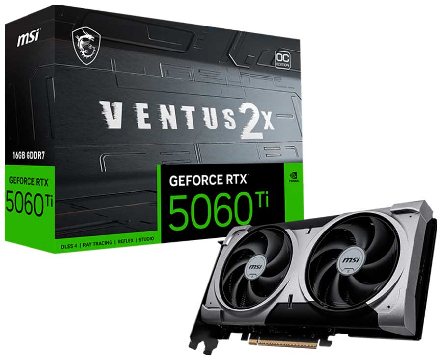 Изображение товара Видеокарта MSI GeForce RTX 5060 Ti 16G VENTUS 2X OC PLUS