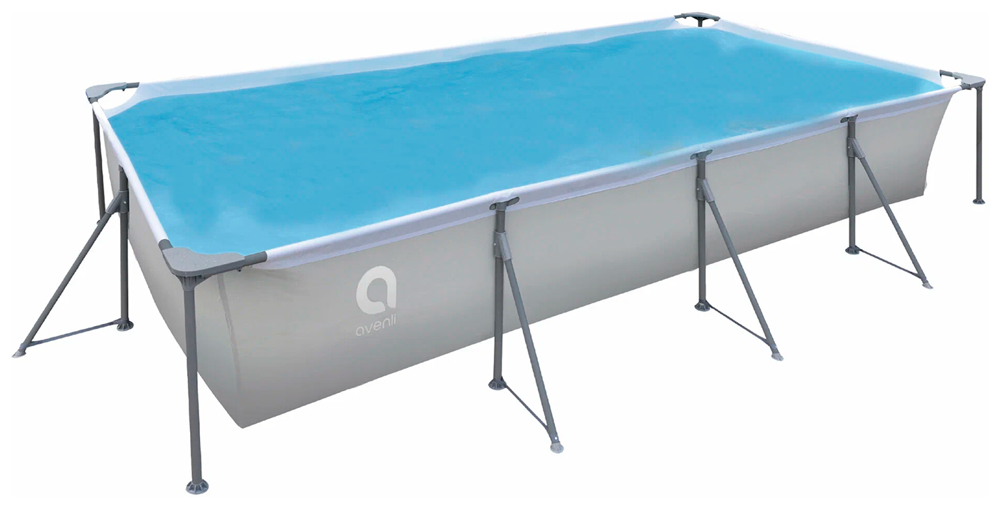 Изображение товара Бассейн каркасный Avenli 394х207х80 см, 6075 л, прямоугольный, серый, с фильтр-насосом (17723EU)