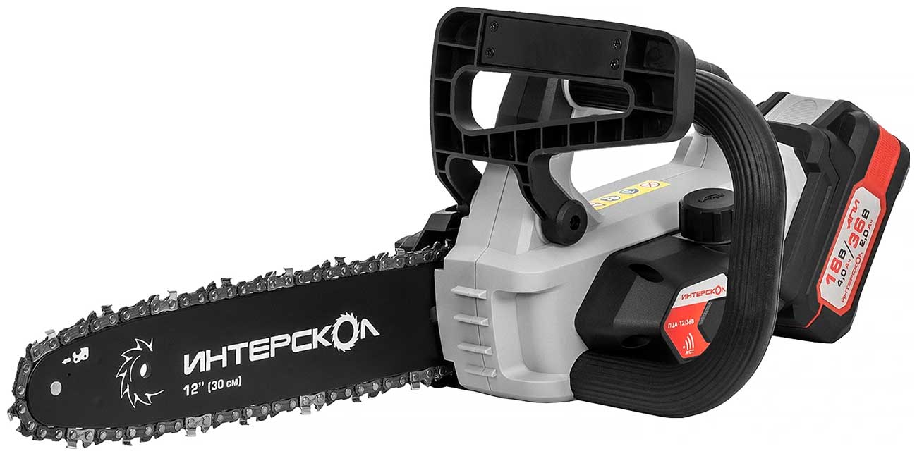 Изображение товара Аккумуляторная цепная пила Интерскол PCA-12/36V 30 см Бесщеточный двигатель