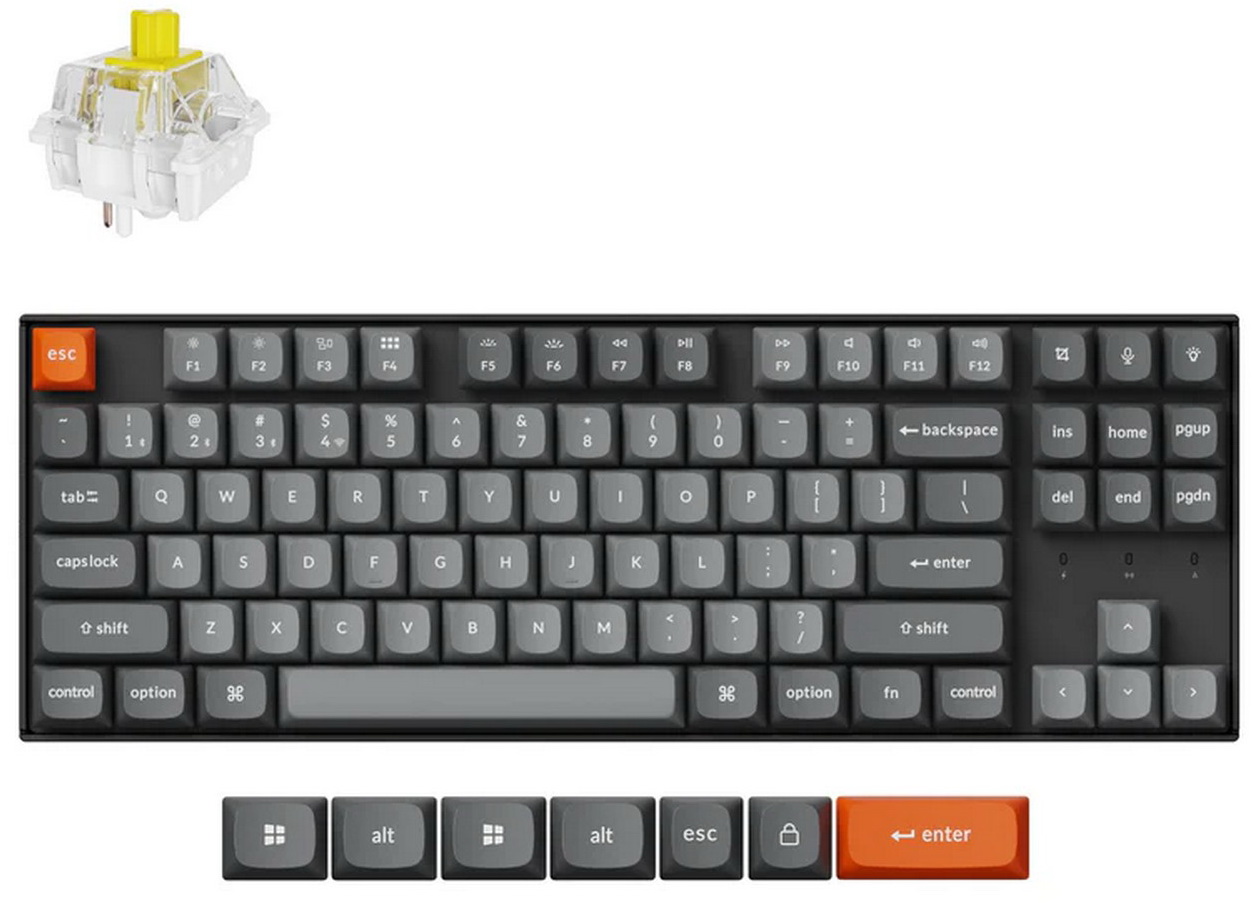 

Беспроводная механическая клавиатура QMK Keychron K8 Max, 87 клавиш, RGB подсветка, Hot-swap, алюм.рамка Keychron Banana Switch, Черный