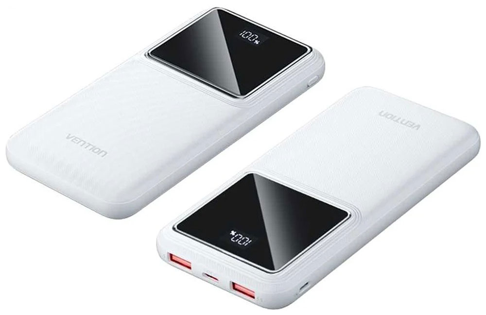 Изображение товара Внешний аккумулятор Vention 10000mAh, M/C-A/A, 22.5W, белый, с LED дисплеем (FHKW0)