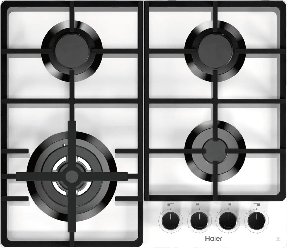 Изображение товара Газовая варочная панель Haier HHQ-G64CTHW с технологией Hob2Hood и 4 конфорками