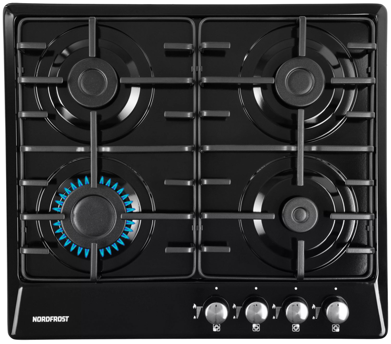 Изображение товара Газовая варочная панель NordFrost HS 6040 B 4 конфорки итальянский Sabaf электроподжиг