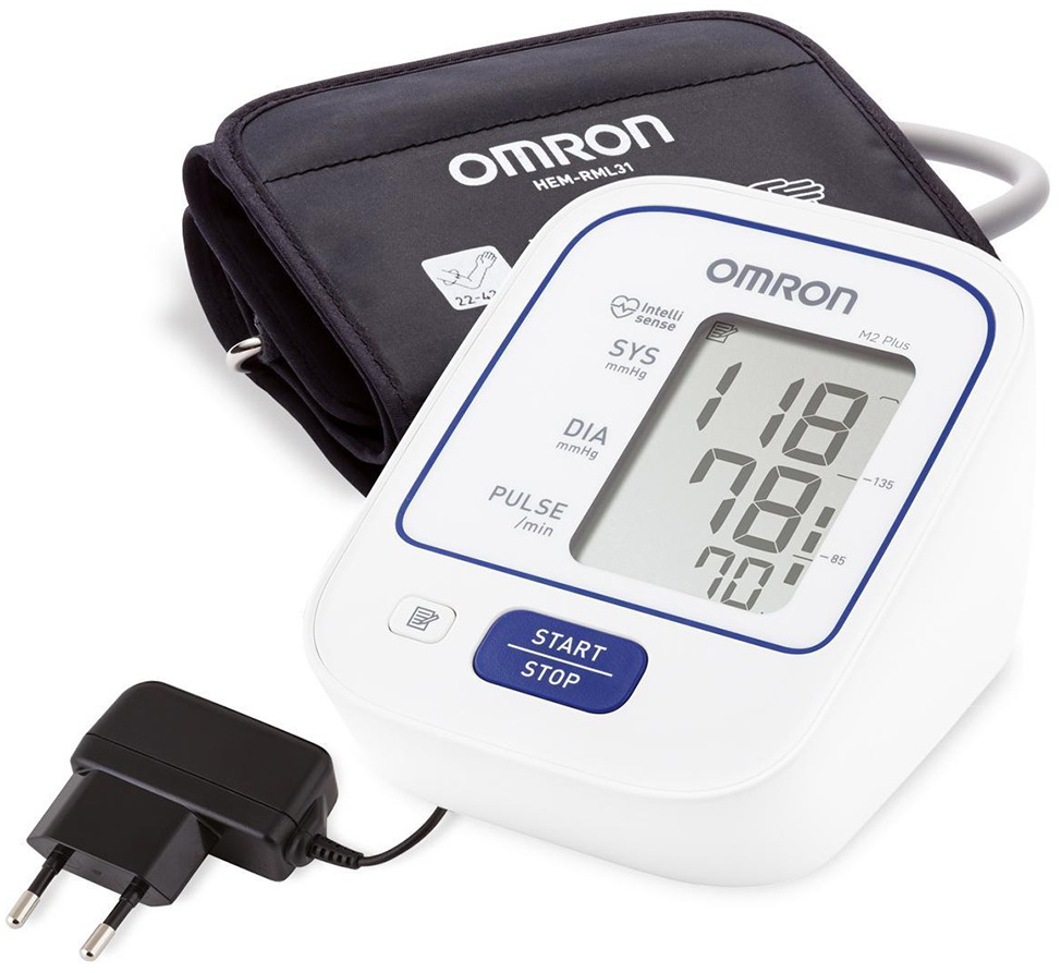Тонометр Omron M2 Plus HEM-7127-ALRU с адаптером и черной универсальной манжетой Easy Cuff 22-42 см 5999₽