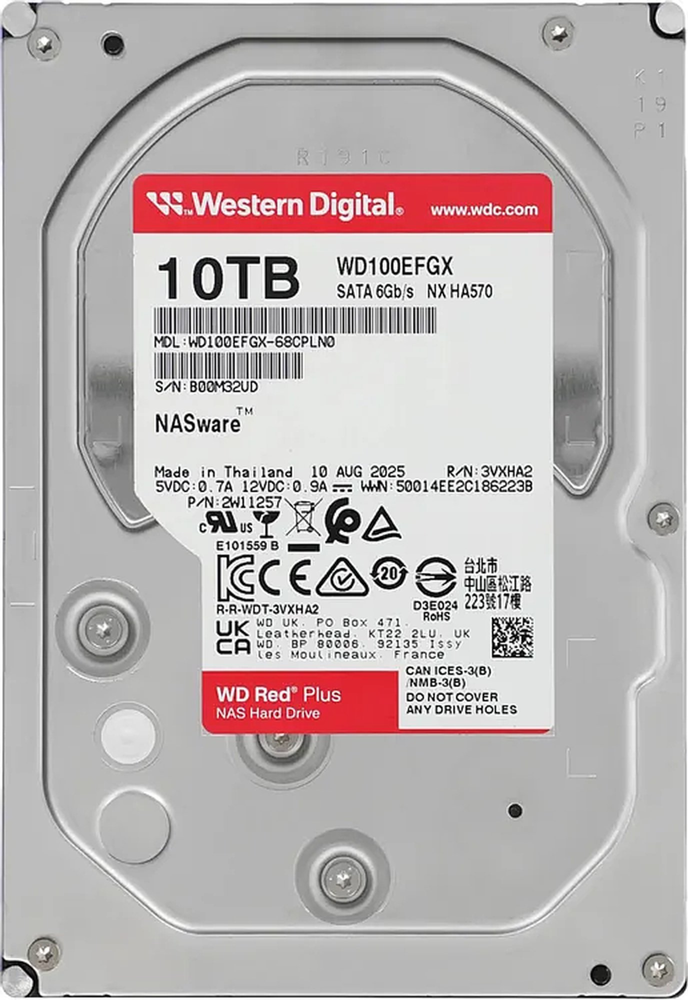 Изображение товара Жесткий диск Western Digital 10TB 3.5 SATA Red Plus NAS WD100EFGX Изображение товара Жесткий диск Western Digital 10TB 3.5 SATA Red Plus NAS WD100EFGX