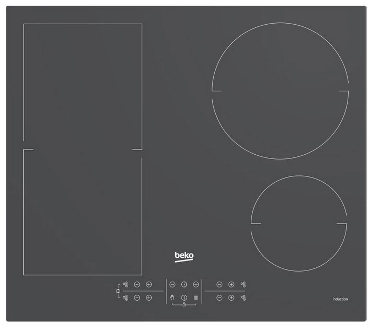 Изображение товара Электрическая варочная панель Beko HII64200FMTZG с индукционными конфорками Изображение товара Электрическая варочная панель Beko HII64200FMTZG с индукционными конфорками