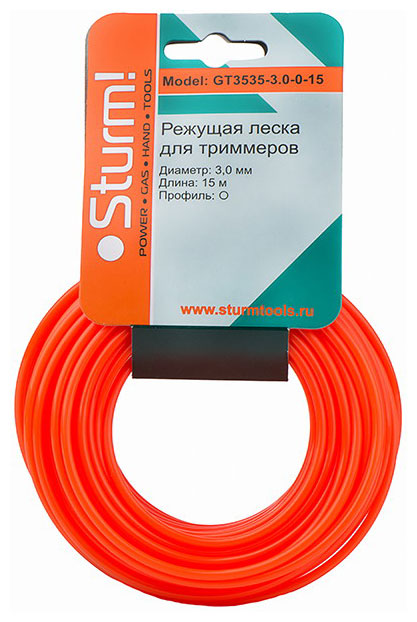 Изображение товара Леска для триммера Sturm GT3535 3.0 мм 15 м круг оранжевая