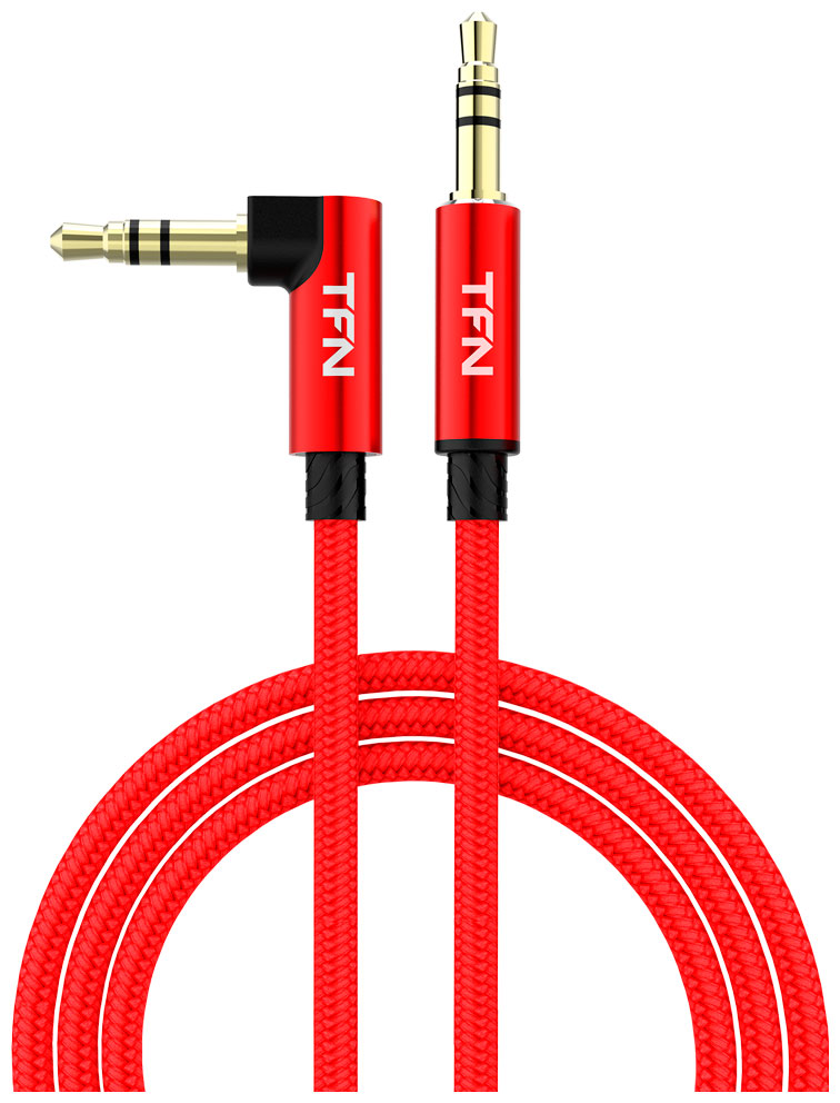 Кабель TFN AUX L-type 1.0m red-black TFN-CAUXL1MRD кабель aux tfn l type 3 5мм 3 5мм 1м tfn cauxl1mbk black