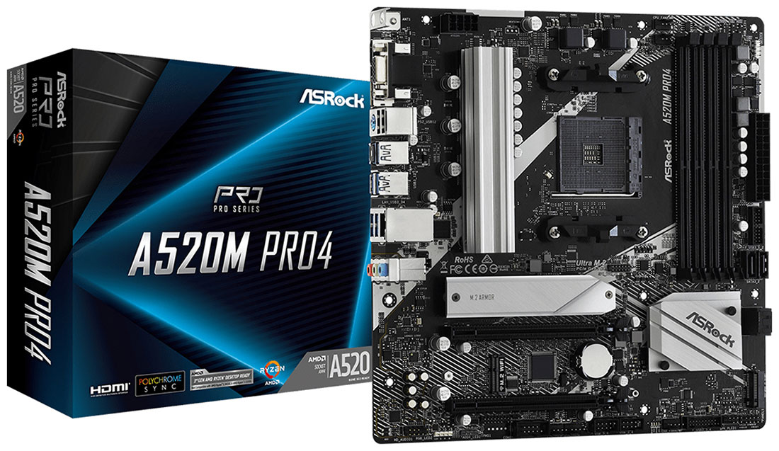 Материнская плата Asrock A520M PRO4 (AM4, mATX) Материнская плата Asrock A520M PRO4 (AM4, mATX)