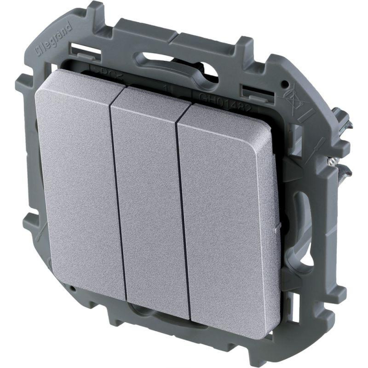 Изображение товара Выключатели, переключатели, диммеры Inspiria (группа Legrand) Выключатель 3-кл. Inspiria 20А IP20 250В 10AX механизм алюм. Leg