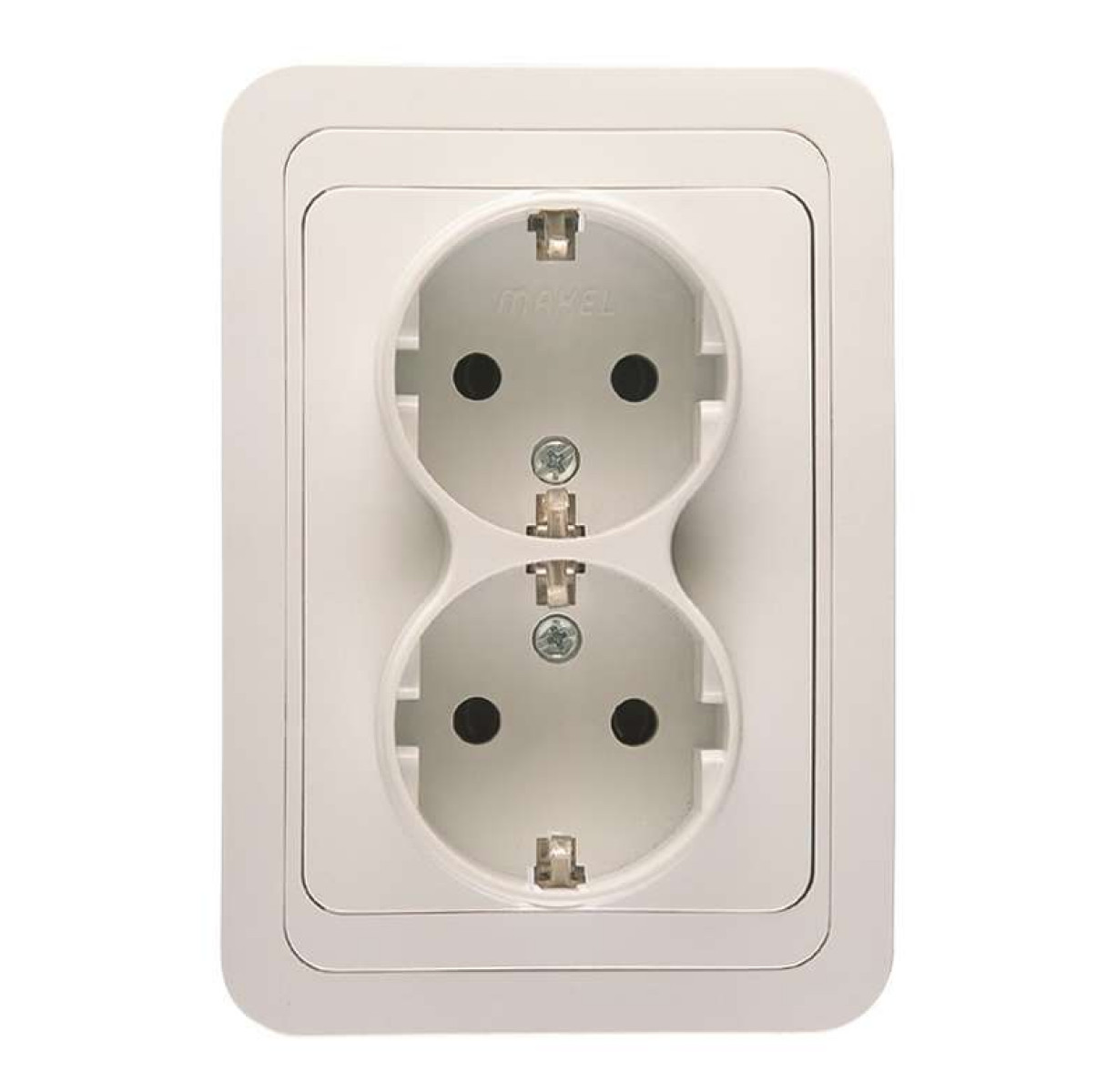 Изображение товара Розетки Makel Розетка 2-м СП Mimoza 16А IP20 с заземл. бел./бел.
