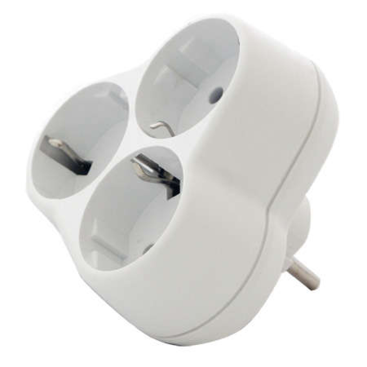 Изображение товара Тройник с заземл. круглый Универсал 16А 250В (еврослот) бел. UNIVersal