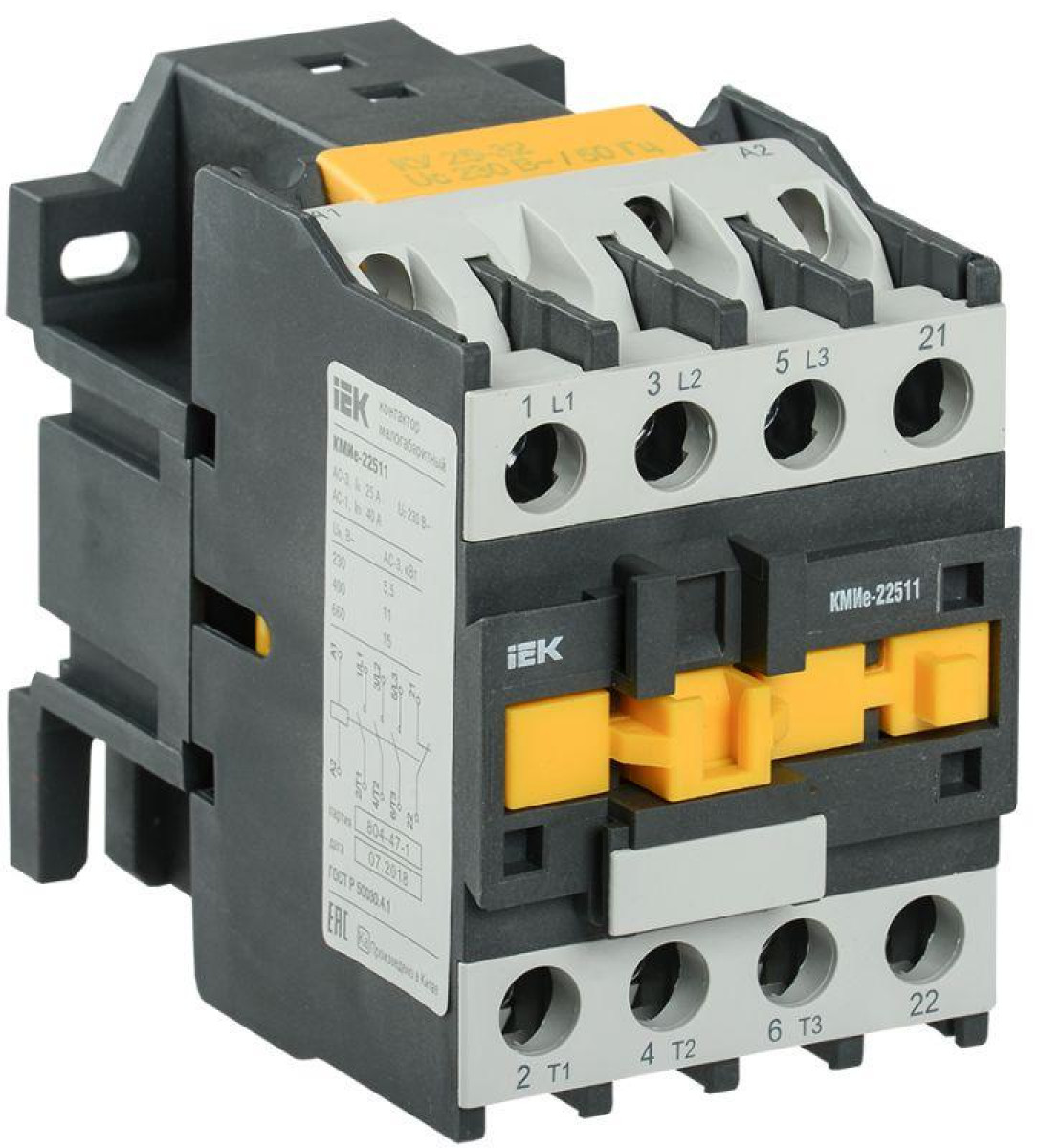 Изображение товара Низковольтное и промышленное электрооборудование IEK Контактор КМИе-22510 25А 36В/АС3 1НО