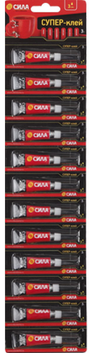 Изображение товара Сила Супер-клей сверхпрочный 3г SSBL12-3 лента BL-12 блистер 12 шт