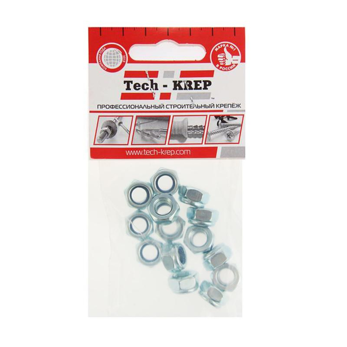 Изображение товара Гайка самоконтрящаяся М8 цинк, DIN 985, комплект 14 штук