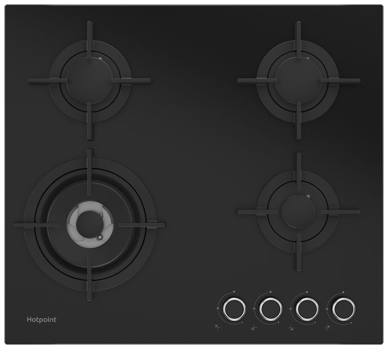 Изображение товара Газовая варочная панель Hotpoint HG 62I/BK 4 конфорки, газ-контроль, электроподжиг, черная