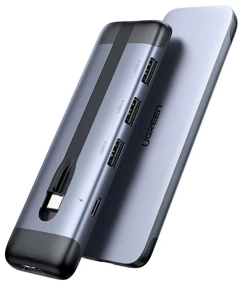 USB-концентратор 5 в 1 (хаб) Ugreen 3 х USB 3.0, HDMI, PD (70408) usb c концентратор 3 0 4 порта otg для macbook pro 13 15 air pro