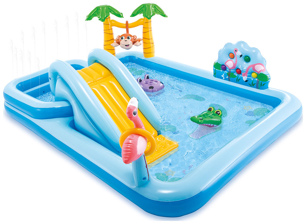 Изображение товара Игровой центр Intex Приключения в джунглях 57161 с горкой фонтанами и мячиками