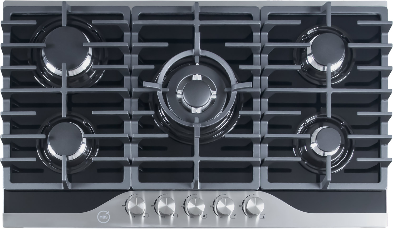 Изображение товара Газовая варочная панель MBS PG-908BL с 5 конфорками и стеклянной поверхностью