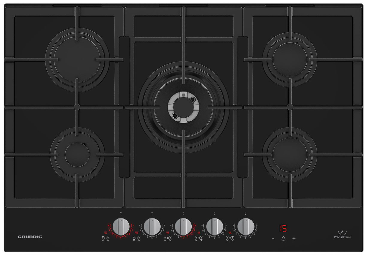 Изображение товара Газовая варочная панель Grundig GIGL 7265250 T с 5 конфорками и системой газ-контроля