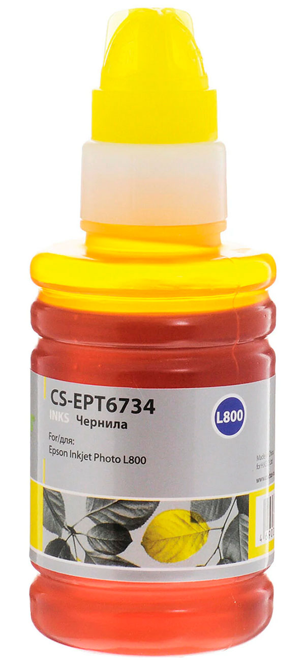 

Чернила Cactus CS-EPT6734 для СНПЧ EPSON L800/L810/L850/L1800, желтые, 0.1 л, Желтый