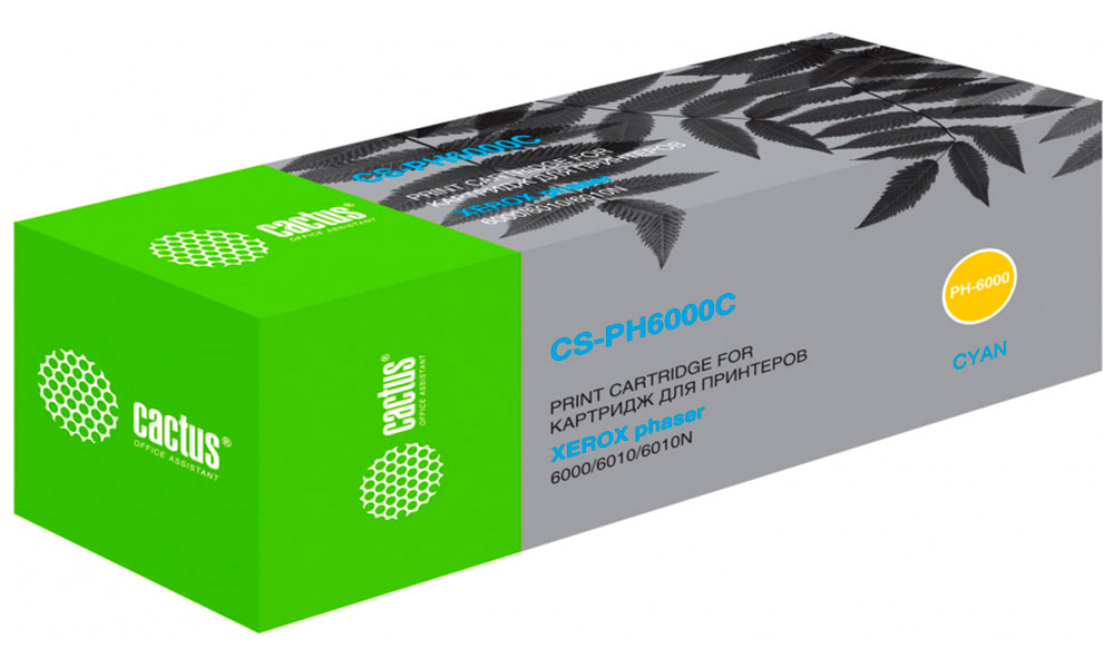 

Картридж лазерный Cactus CS-PH6000C, для XEROX Phaser 6000/6010N, голубой, ресурс 1000 страниц