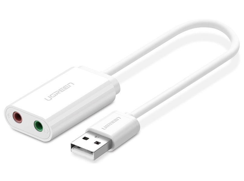 Изображение товара Аудиоадаптер Ugreen USB A - AUX Jack 3.5 мм (f) белый