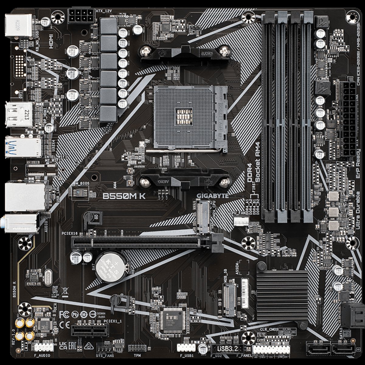 Изображение товара Материнская плата Gigabyte B550M K AM4 MicroATX для Ryzen DDR4 PCIe 4.0