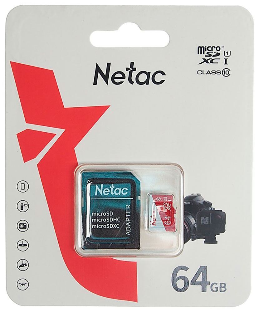

Карта памяти microSD Netac P500 ECO, 64 GB + адаптер (NT02P500ECO-064G-R)