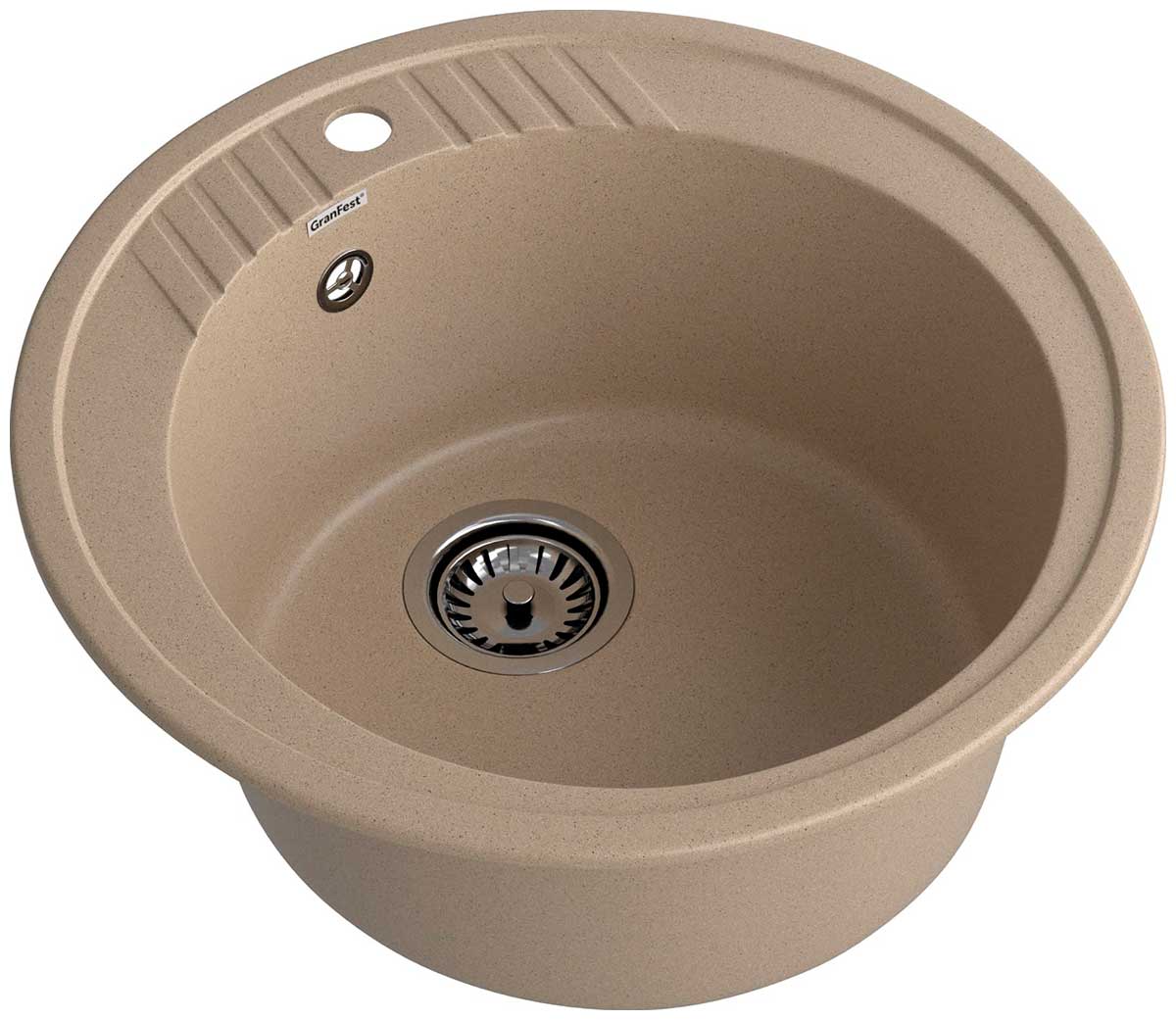 Изображение товара Кухонная мойка GranFest RONDO 520 1-чаша круглая из мрамора песочный цвет