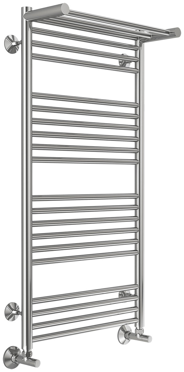 

Полотенцесушитель водяной Terminus Аврора, с полкой, П20, 500х1000, Нержавеющая сталь