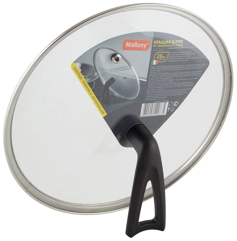 Изображение товара Стеклянная крышка Mallony VETRO-SPECIAL 26 см с бакелитовой ручкой и отверстием для пара