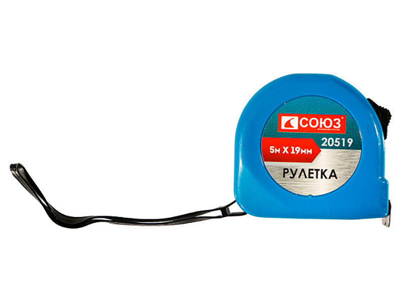 Изображение товара Рулетка Союз 5х19 мм пластиковый корпус измерительная сталь 2 года гарантия