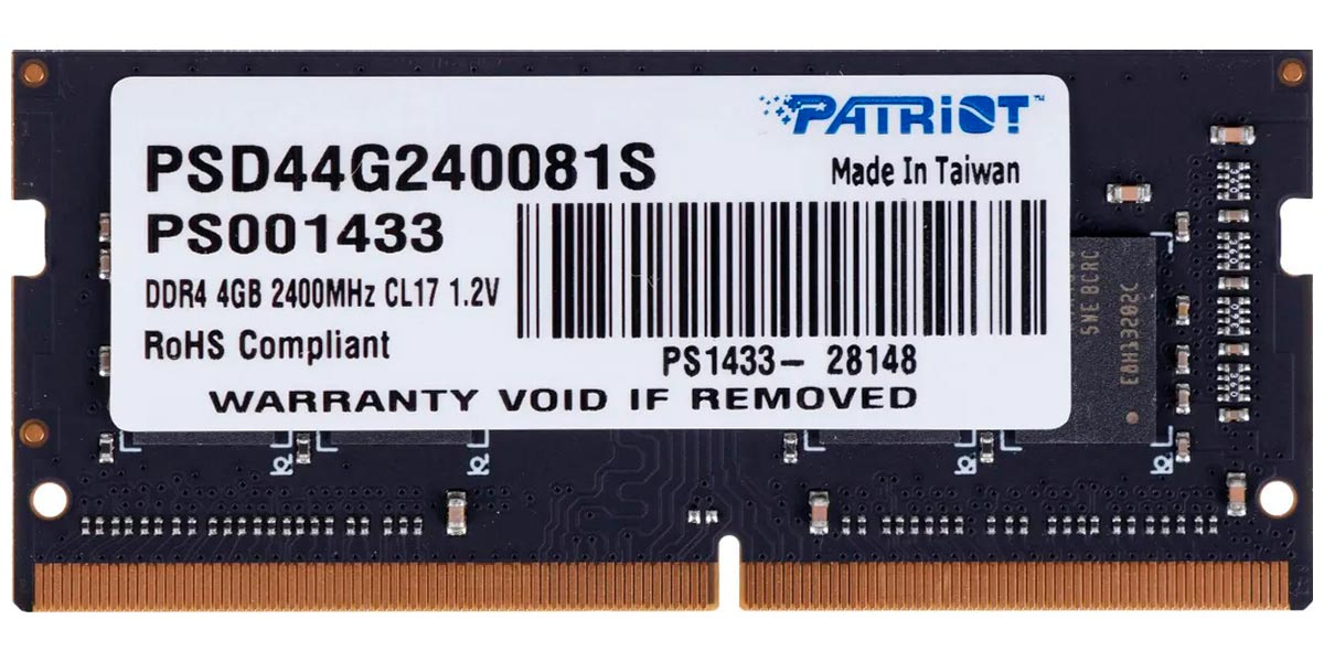 Изображение товара Оперативная память Patriot Memory SO-DIMM DDR4 4GB 2400MHz Signature Line (PSD44G240081S)