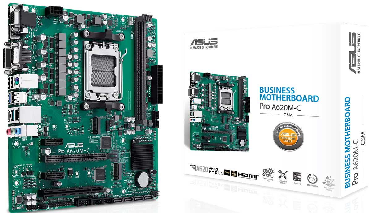 Изображение товара Материнская плата Asus PRO A620M-C-CSM (AM5, mATX)