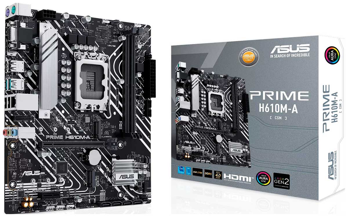 Изображение товара Материнская плата Asus PRIME H610M-A-CSM для Intel LGA1700 DDR5 MicroATX