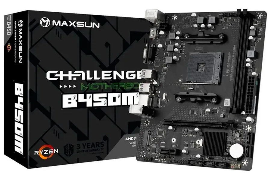 Материнская плата Maxsun CHALLENGER B450M AM4 mATX Материнская плата Maxsun CHALLENGER B450M AM4 mATX