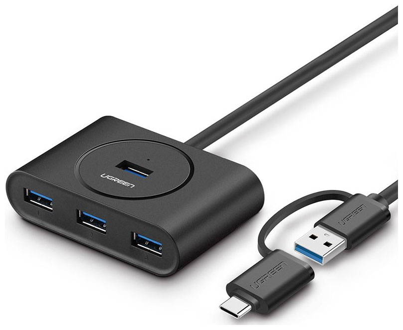 Разветвитель USB Ugreen USB-A - с переходником USB-C USB 3.0, 1 м, черный (40850) Разветвитель USB Ugreen USB-A - с переходником USB-C USB 3.0, 1 м, черный (40850)