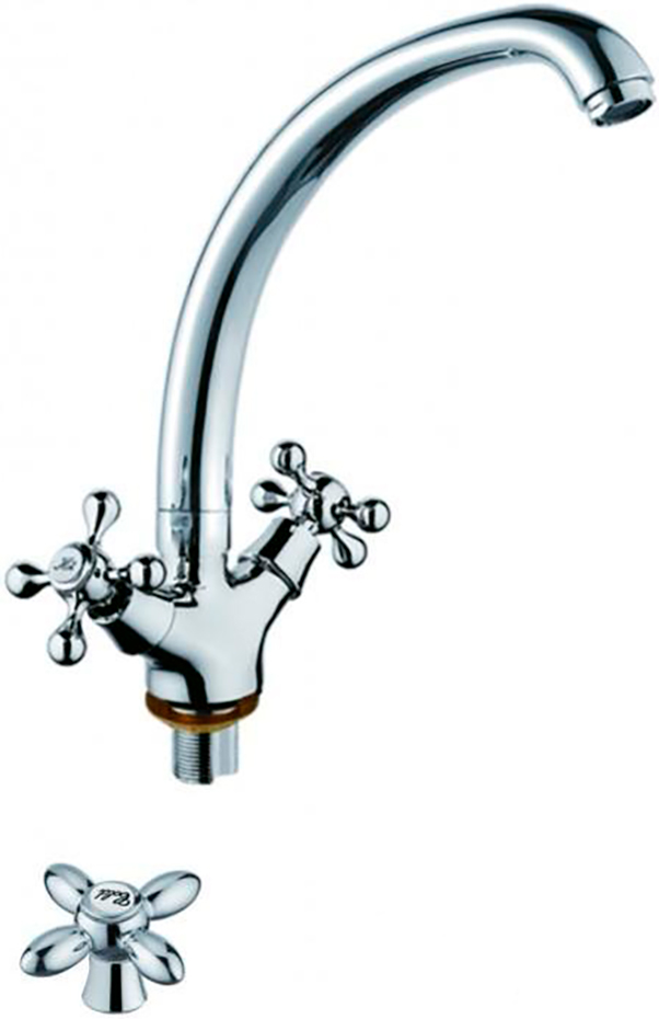 Изображение товара Кухонный смеситель D-Lin хром двухвентильный с поворотным изливом 240 мм