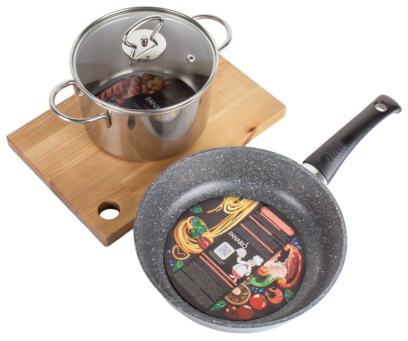 Изображение товара Набор посуды Panairo Catalina №4 (CA-NAB-4) комплект (сковорода + кастрюля + разделочная доска)