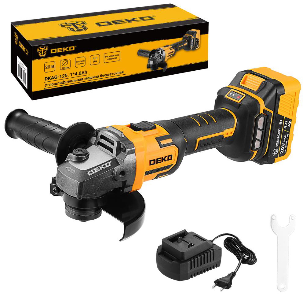 Изображение товара Аккумулярная угловая шлифмашина DEKO DKAG-125 125 мм Li-Ion 20 В бесщеточная