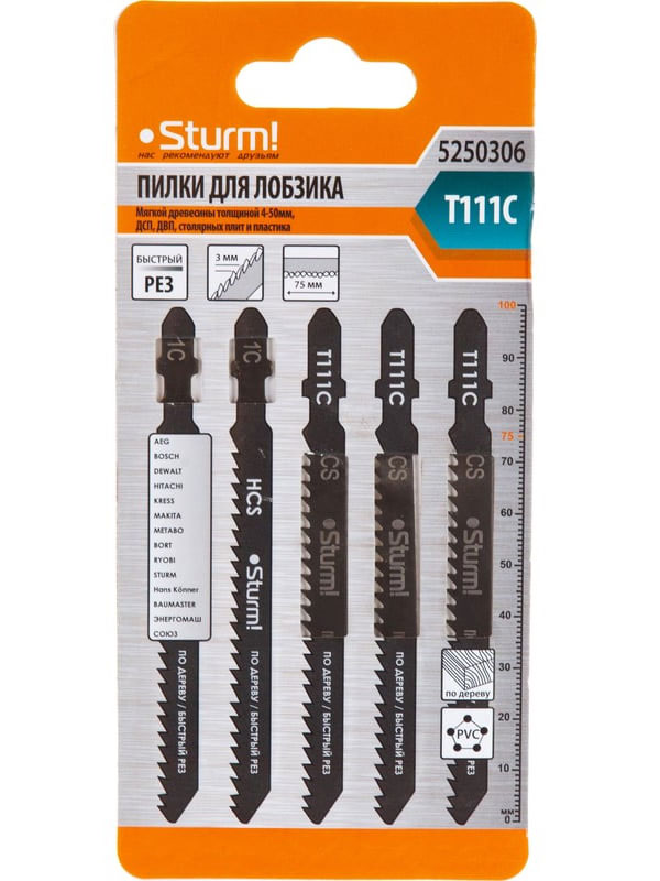 Изображение товара Пилки для лобзика Sturm! T111C, 5 шт (5250306)